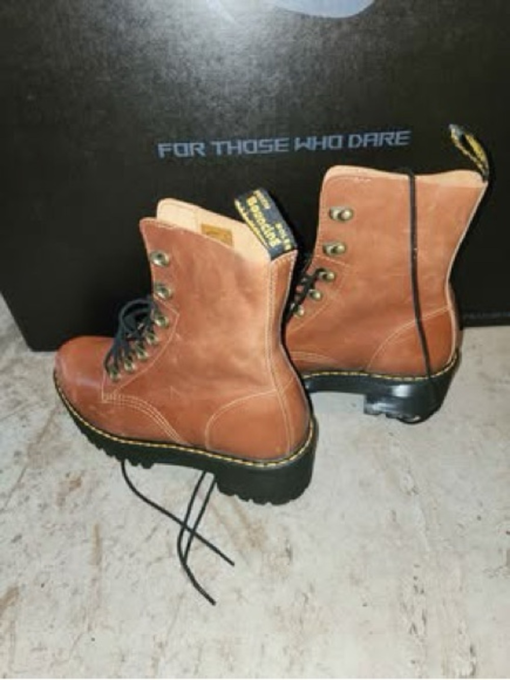 Dr. Martens Brown Leather Lace-Up Combat Boots - Picture 2 of 3